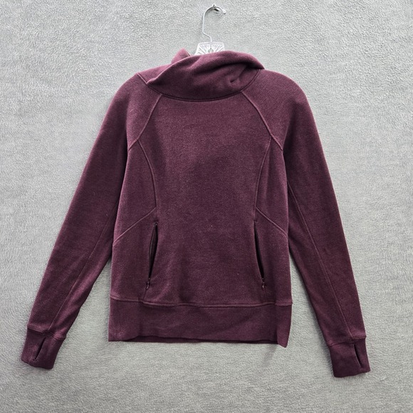 Lululemon Women Sweatshirt 4 Maroon Under Wraps Hoodie Logo Long Sleeve - Picture 1 of 10
